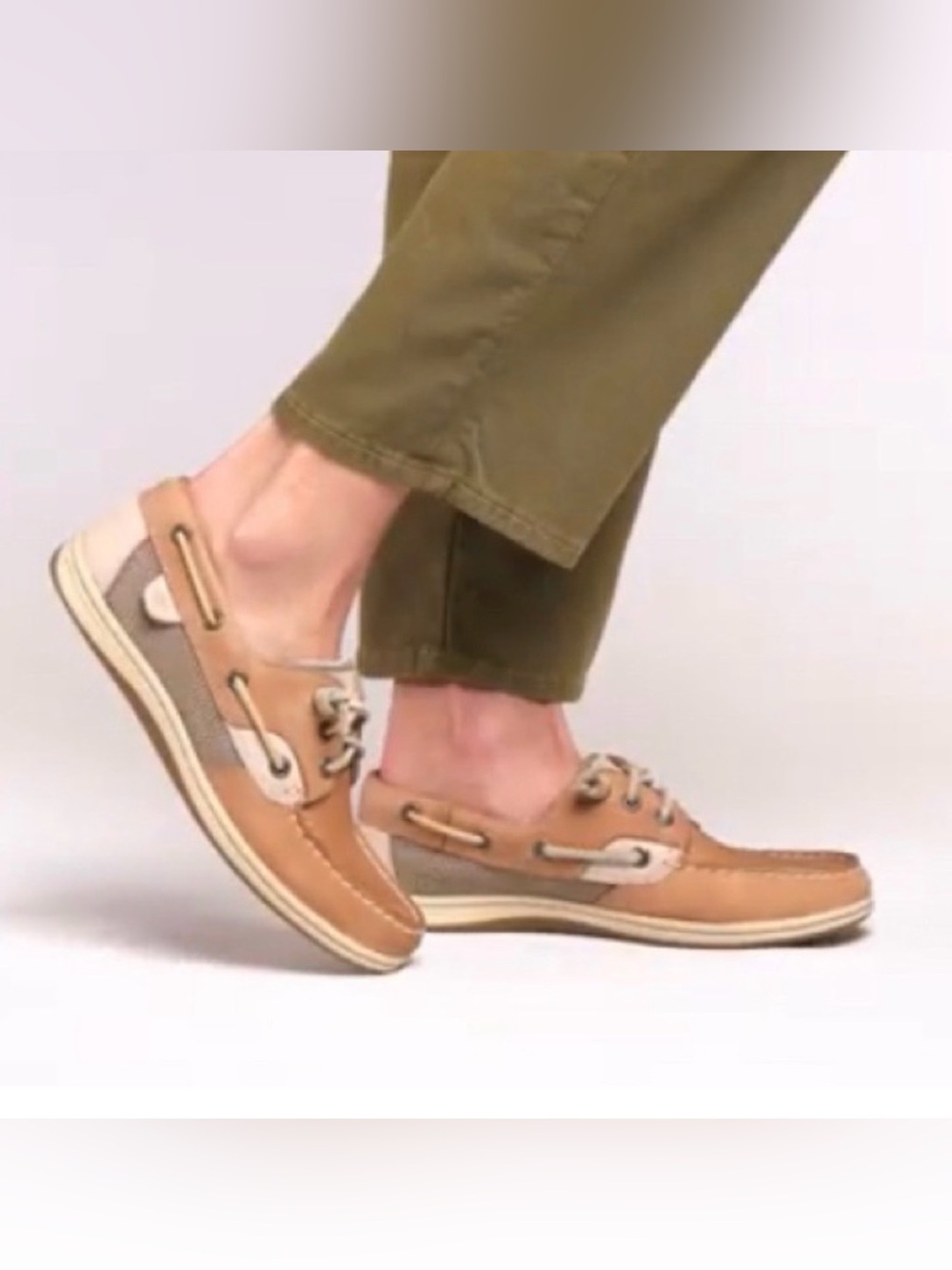 Sperry Two-Tone Tan and Gray Leather Boat Shoes